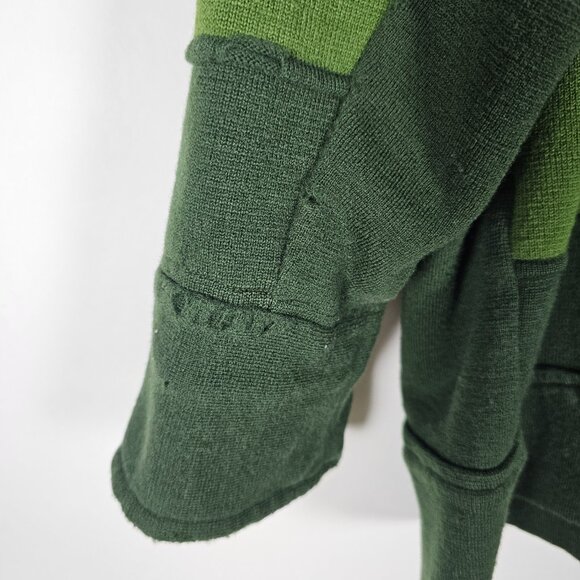 Vintage 70s 80s Silvana Wool Distressed Womens Medium Green Cardigan Sweater - Picture 7 of 9